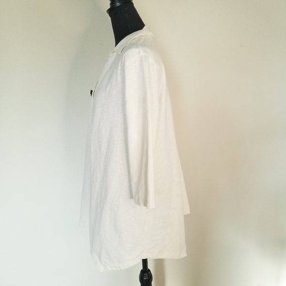 Soft Surroundings Danielle 3/4 Sleeve Tunic Creamy White Unique Buttons cotton L - Picture 3 of 9